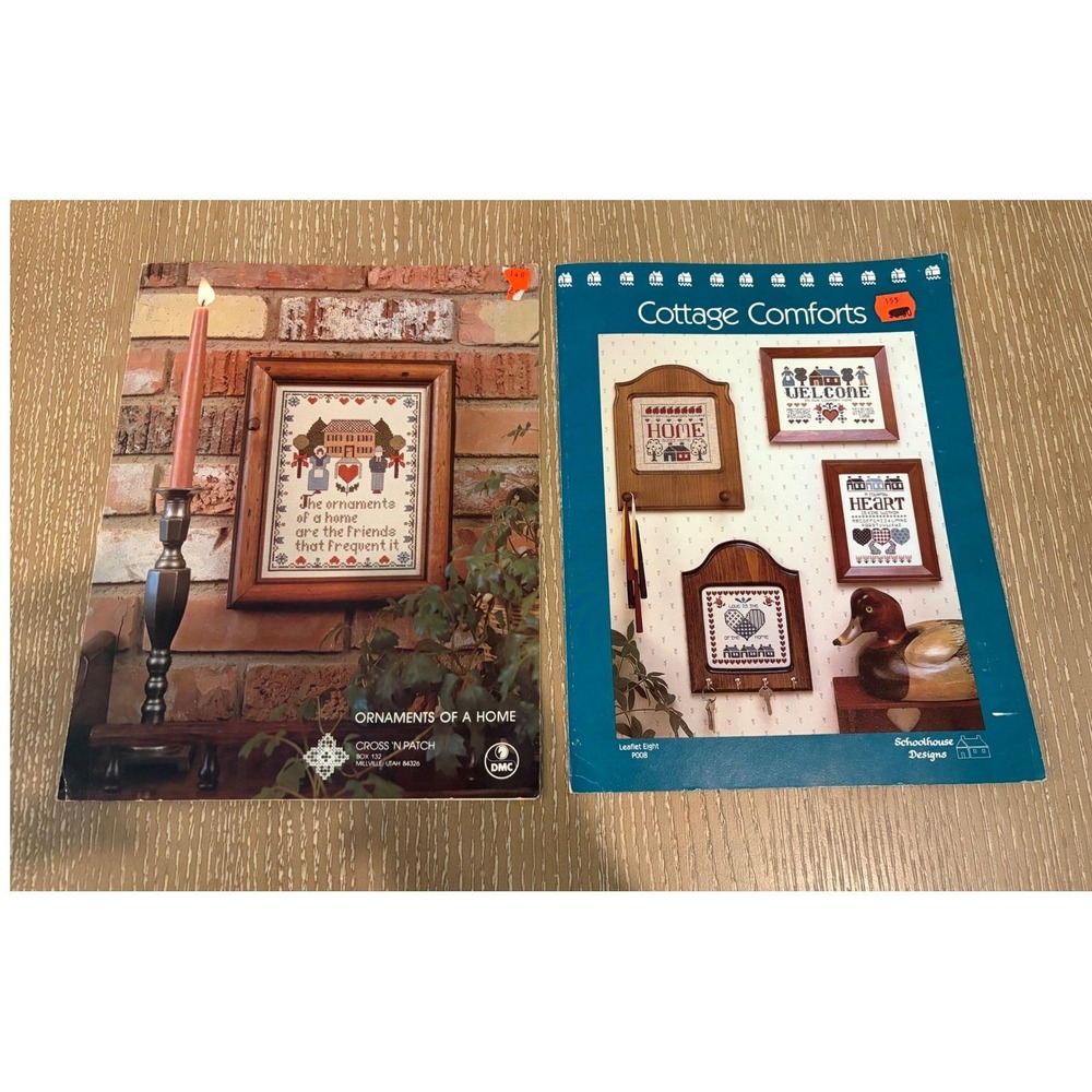 Vintage Cross Stitch Pattern Book Lot Cottage Comforts Ornaments Of A Home
